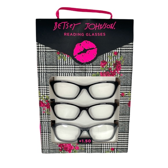 Betsey Johnson Reading Glasses, Black, Gray, Strength +1.50 - Picture 1 of 4